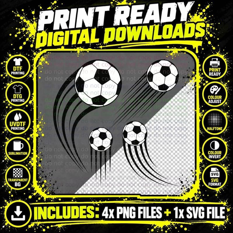 Soccer Balls in Motion Soccer T-Shirt Png SVG Digital Bundle