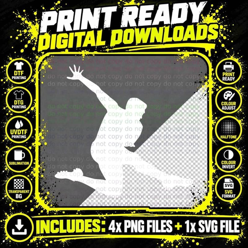 Soccer Player Diving for Ball Soccer T-Shirt Png SVG Digital Bundle