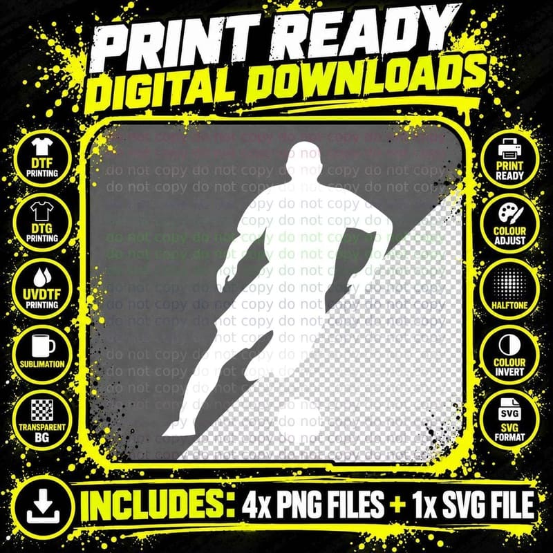 Soccer Player Silhouette Kicking Ball Soccer Design Png SVG Digital Bundle