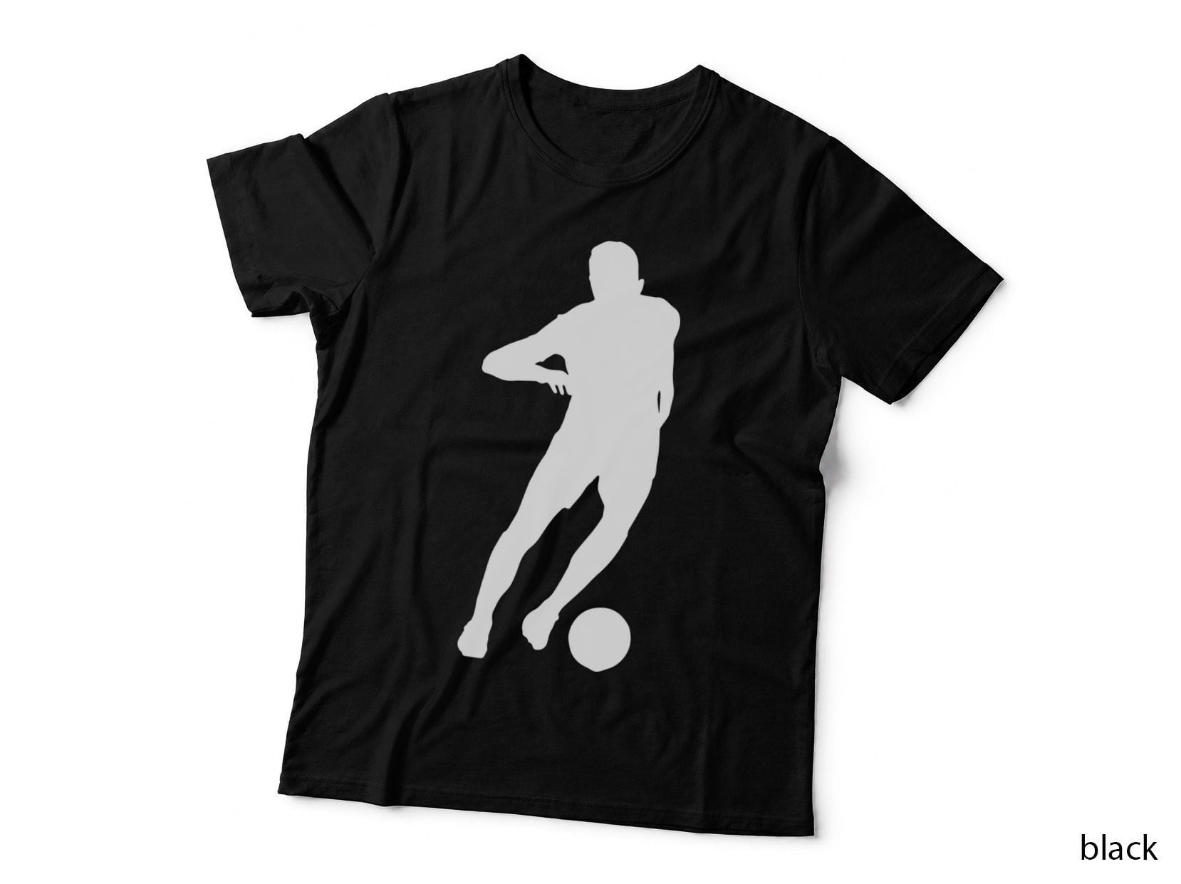 Soccer Player Silhouette Kicking Ball Soccer Print T-Shirt, Soccer Graphic Tee