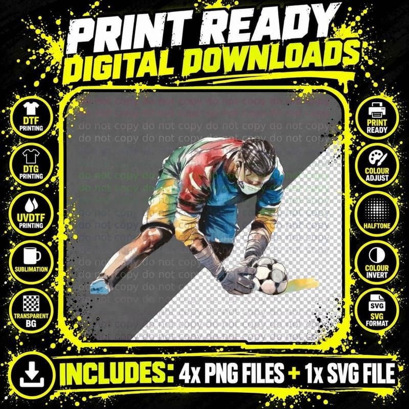 Soccer Player in Action with Ball Football T-Shirt Png SVG Digital Bundle