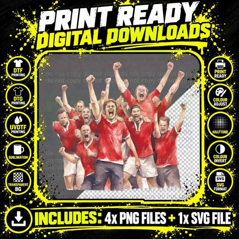 Soccer Team Celebrating Victory Football T-Shirt Png SVG Digital Bundle