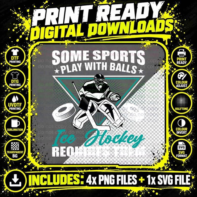 Some Sports Play with Balls Ice Hockey Requires Them Png SVG Digital Bundle