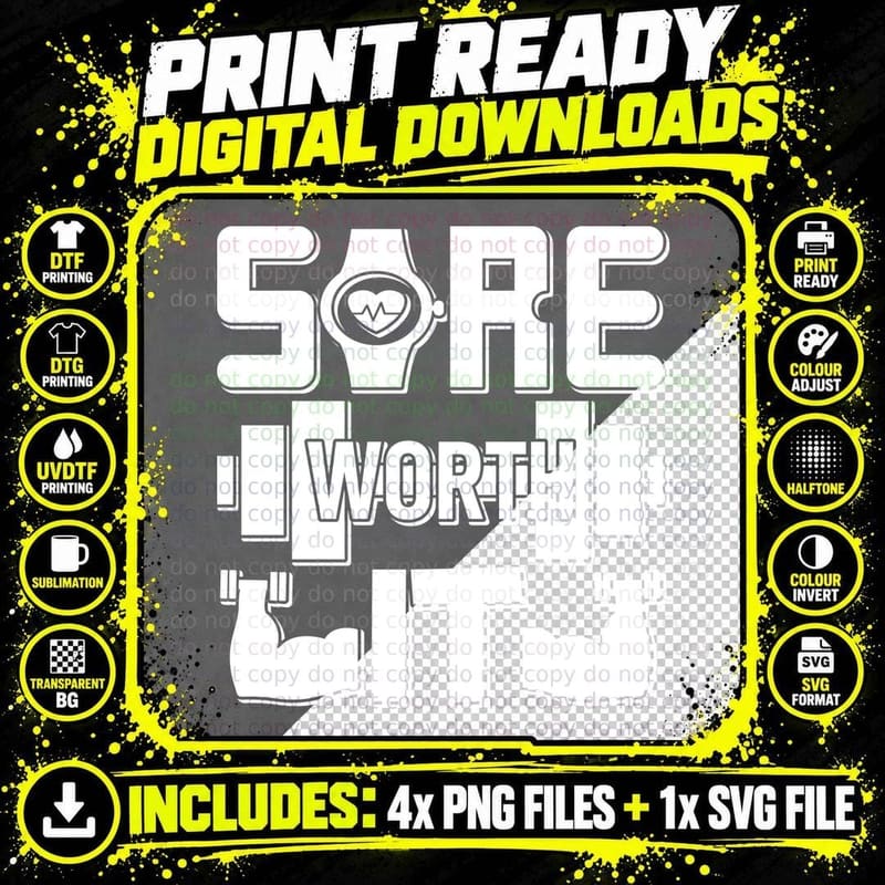 Sore Worth It Soccer T-Shirt, Fitness Tracker and Png SVG Digital Bundle