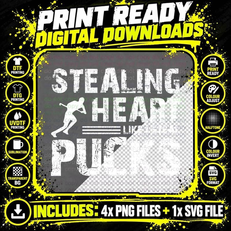 Stealing Heart Like I Steal Pucks Hockey T-Shirt Png SVG Digital Bundle