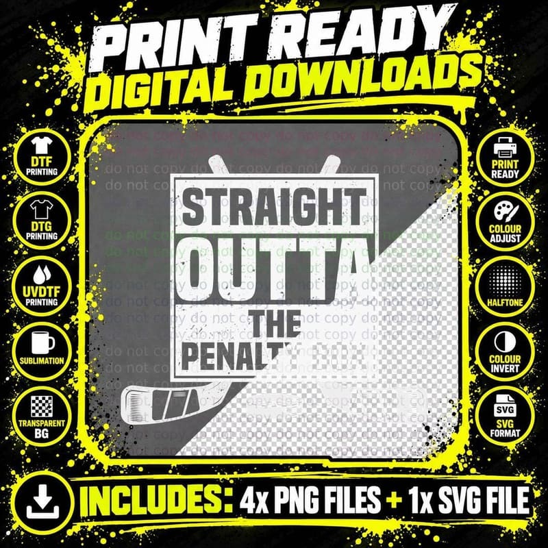 Straight Outta the Penalty Box Hockey T-Shirt Png SVG Digital Bundle