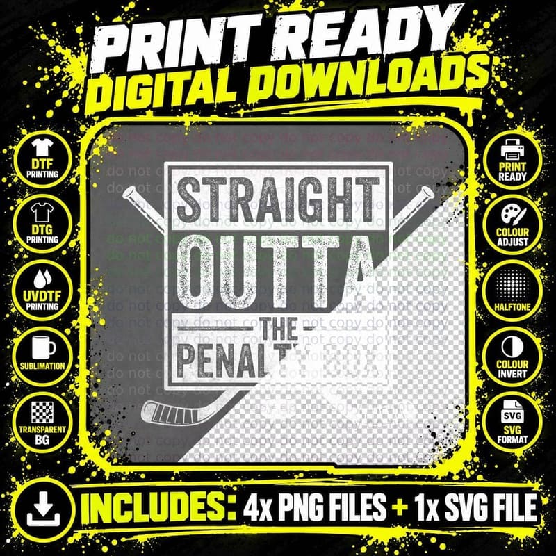 Straight Outta the Penalty Box Hockey T-Shirt Png SVG Digital Bundle