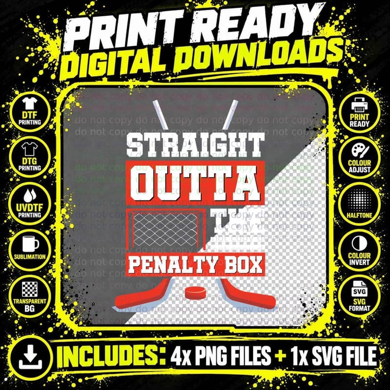 Straight Outta the Penalty Box Hockey T-Shirt Png SVG Digital Bundle