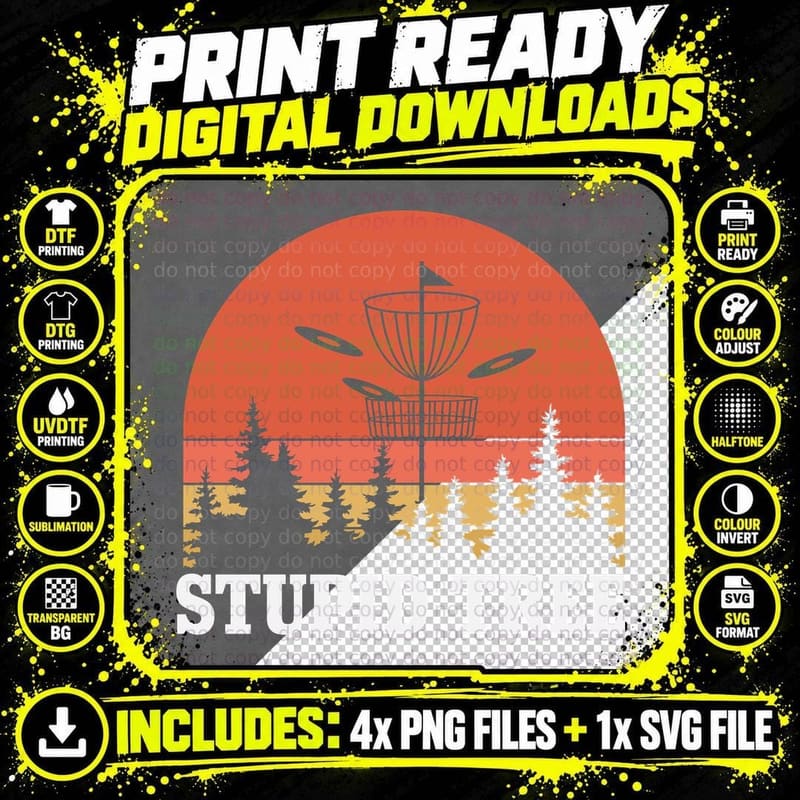 Stupid Tree Disc Golf T-Shirt, Disc Golf Sunset Trees Png SVG Digital Bundle