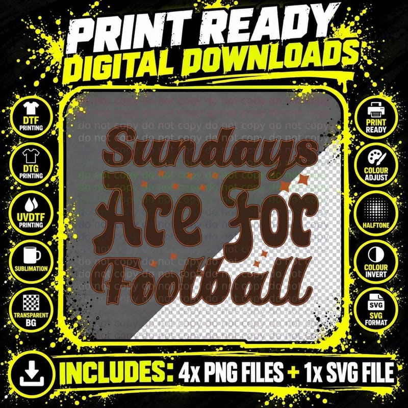 Sundays Are for Football T-Shirt, Football-Themed Png SVG Digital Bundle