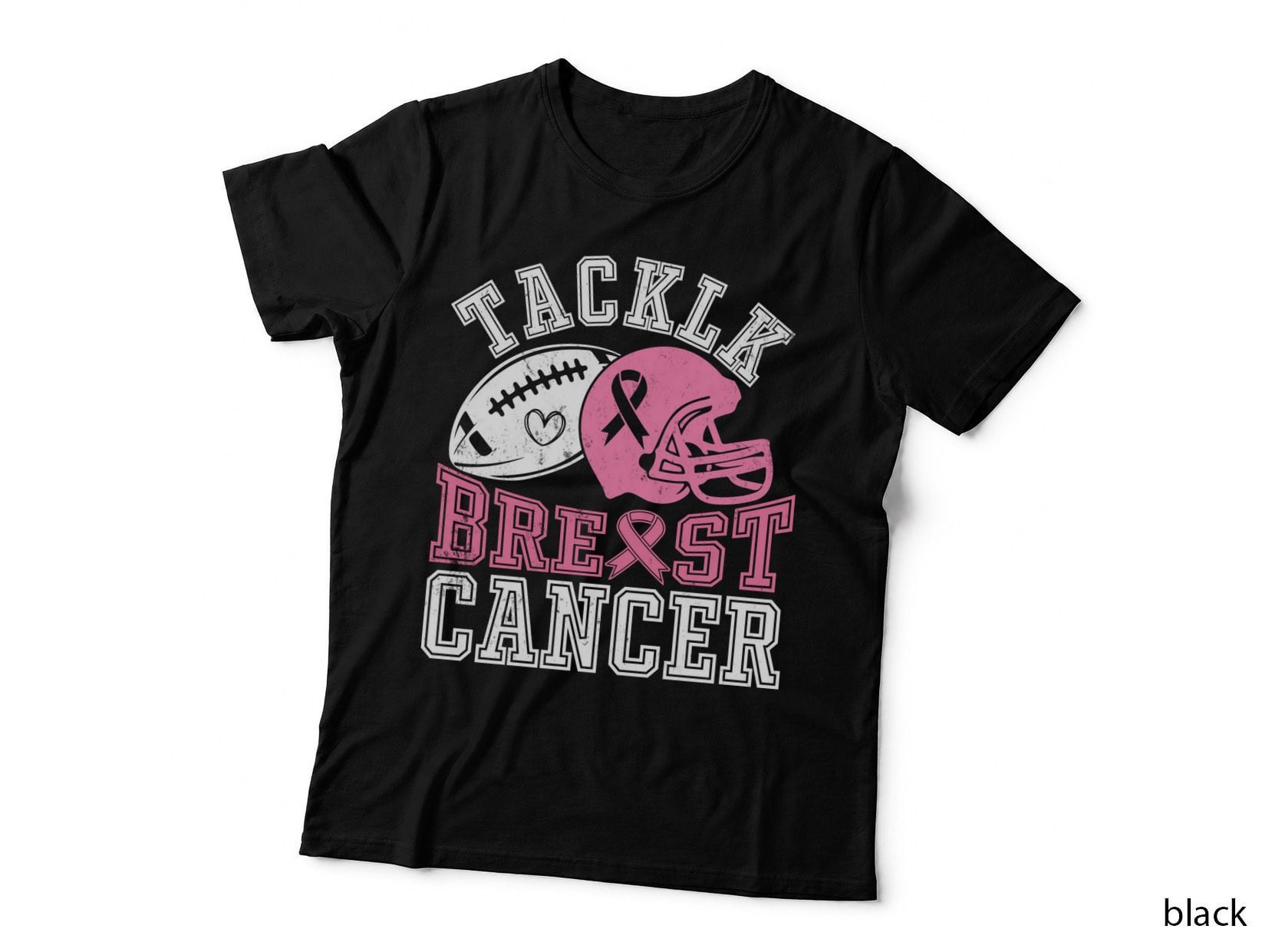 Tackle Breast Cancer Breast Cancer T-Shirt, Football Helmet Pink Ribbon Heart