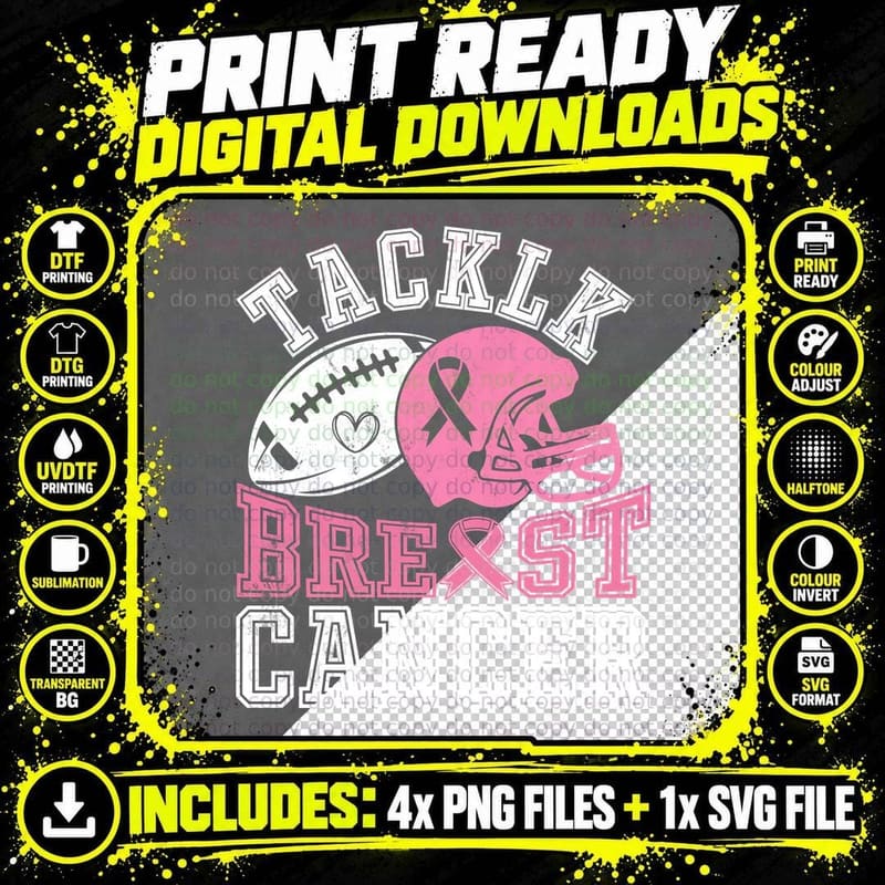 Tackle Breast Cancer Breast Cancer T-Shirt Png SVG Digital Bundle