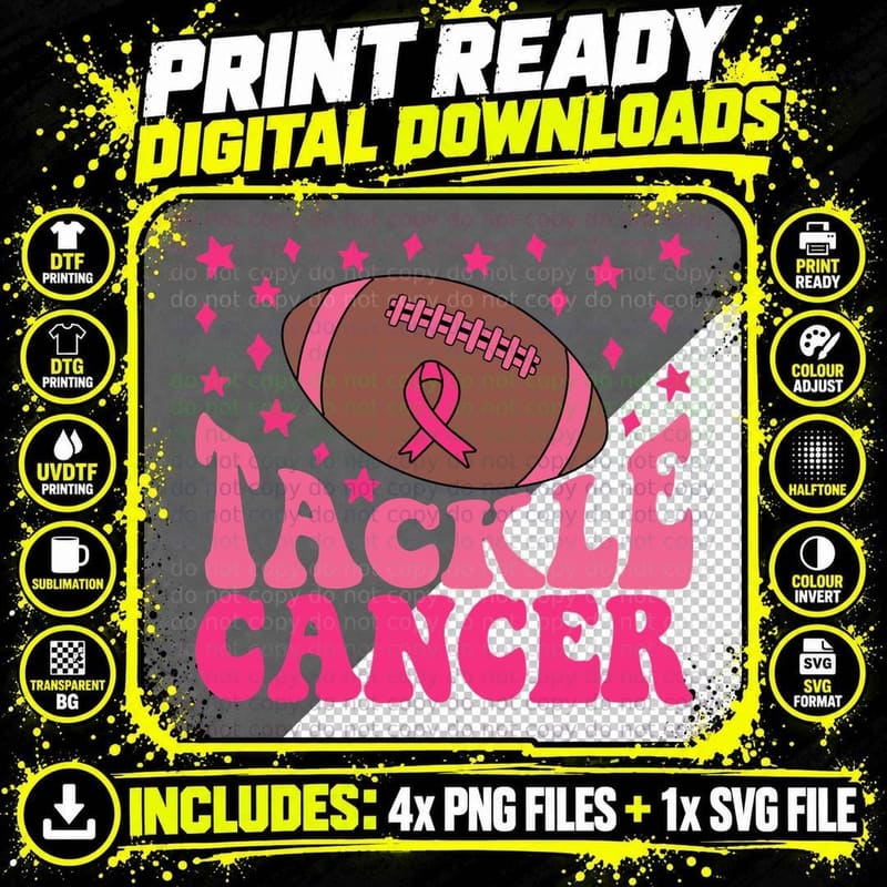 Tackle Cancer Breast Cancer T-Shirt Png SVG Digital Bundle