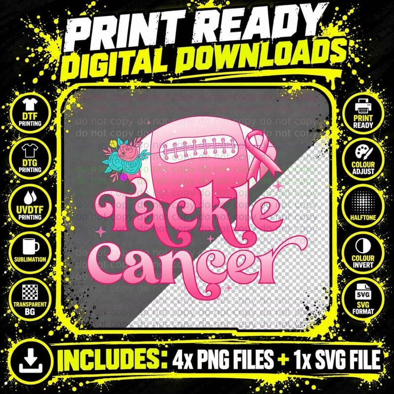 Tackle Cancer Breast Cancer T-Shirt Png SVG Digital Bundle