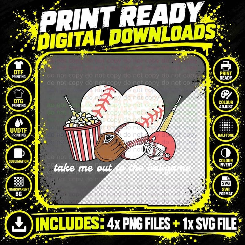 Take Me Out to the Ballgame Softball T-Shirt Png SVG Digital Bundle
