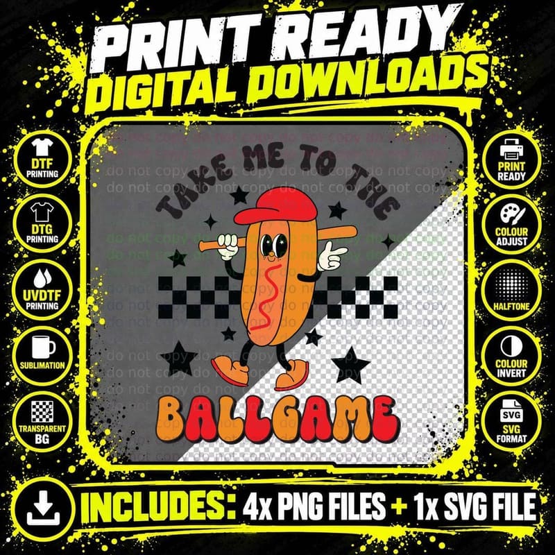 Take Me to the Ballgame Baseball T-Shirt Png SVG Digital Bundle