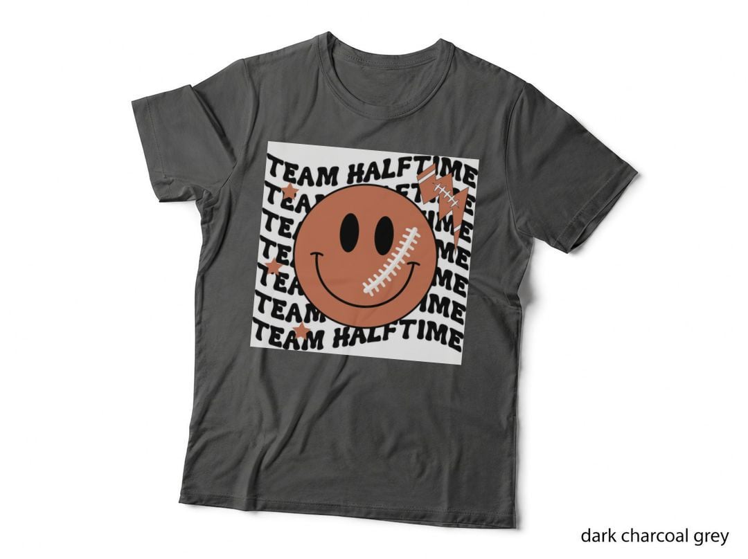 Team Halftime Football T-Shirt, Smiling Football Emoji Graphic Tee