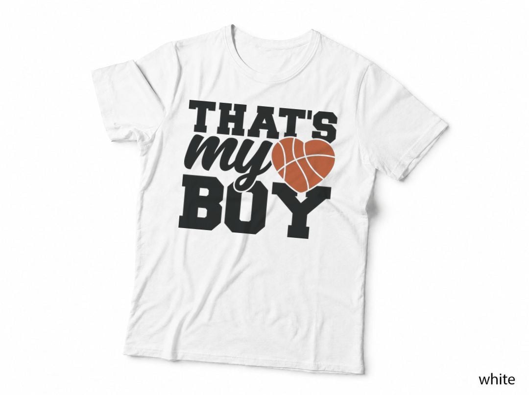 That's My Boy Basketball T-Shirt, Basketball-Themed Heart Graphic Tee