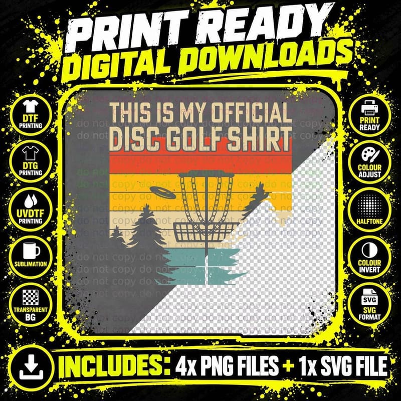 This Is My Official Disc Golf Shirt Disc Golf T-Shirt Png SVG Digital Bundle