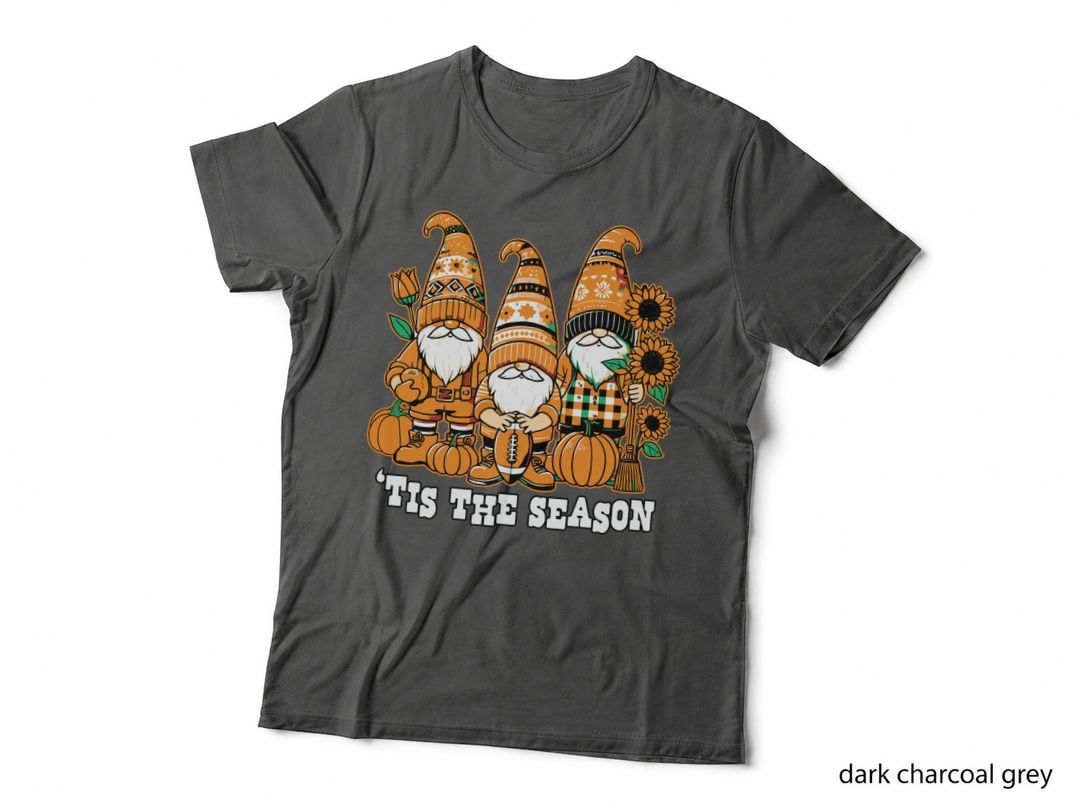 Tis the Season Football T-Shirt, Fall Gnomes with Pumpkins and Graphic Tee