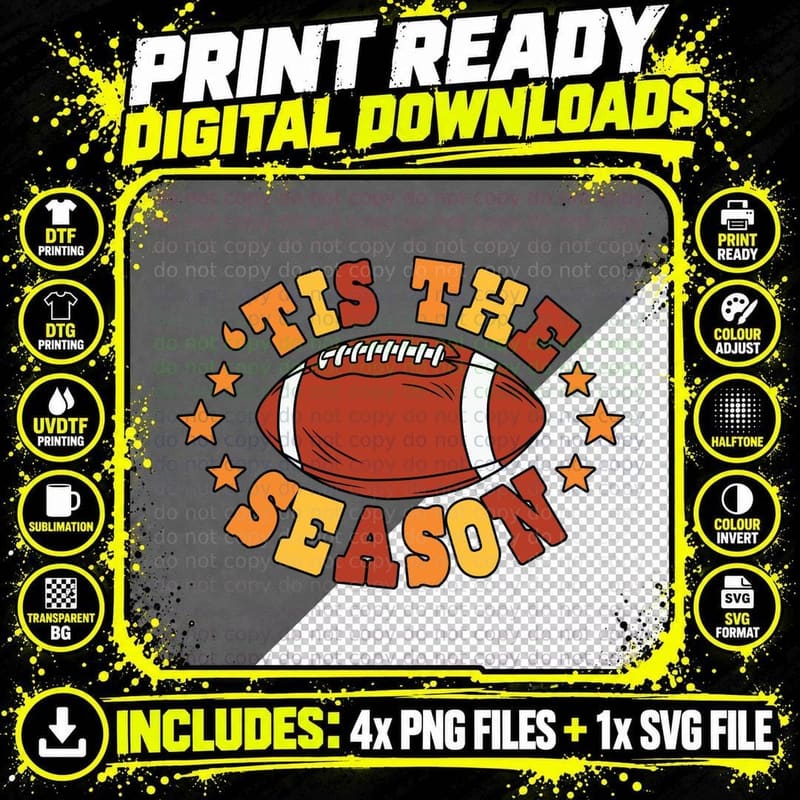 Tis the Season Football T-Shirt, Football-Themed Graphic Png SVG Digital Bundle