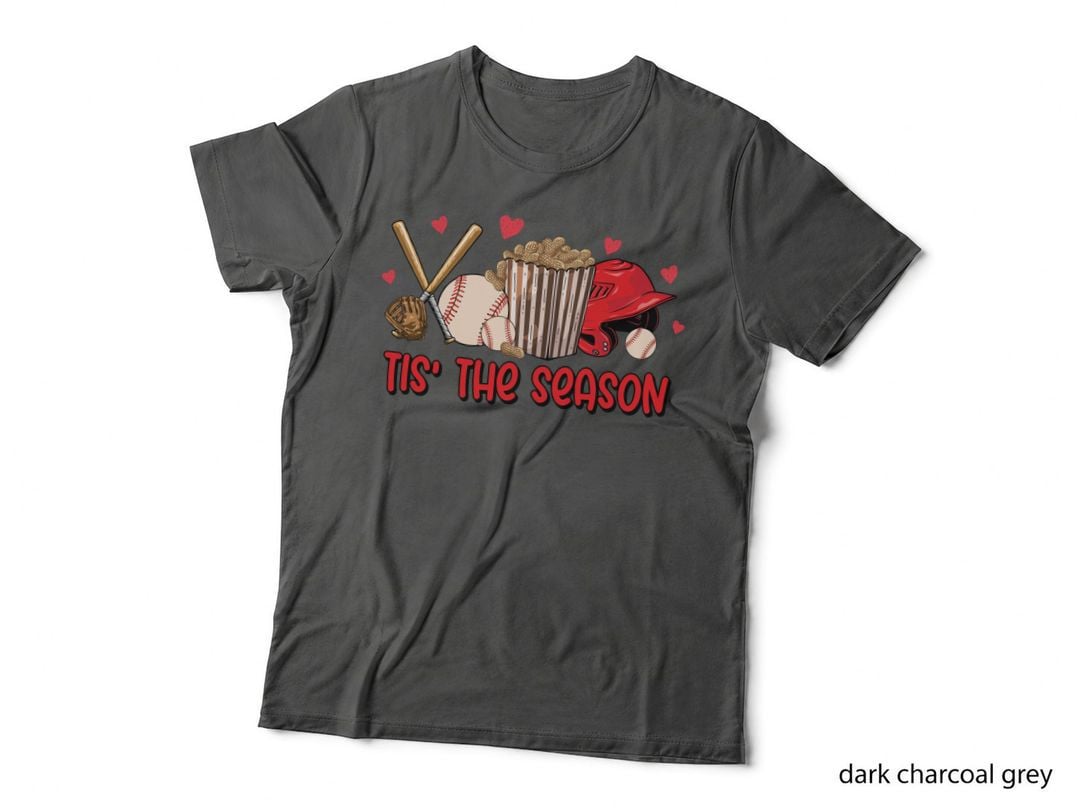 Tis' the Season Baseball T-Shirt, Baseball-Themed Snacks and Gear Graphic Tee