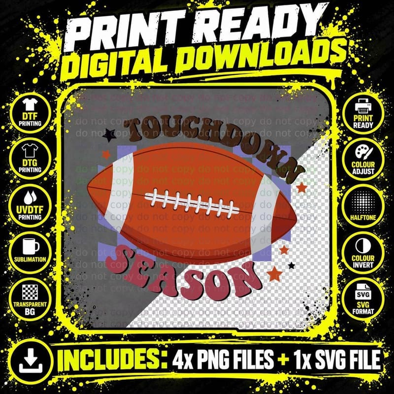 Touchdown Season Football T-Shirt, American Football Png SVG Digital Bundle