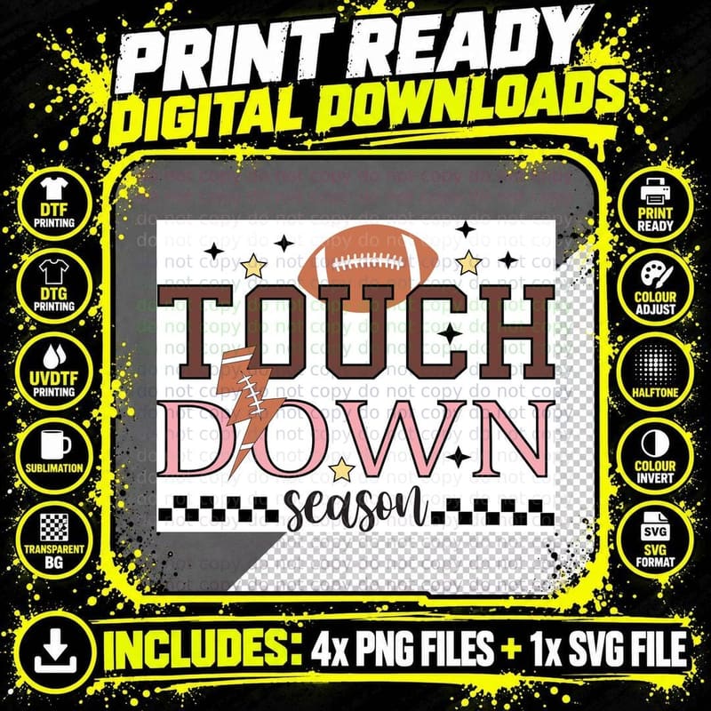 Touchdown Season Football T-Shirt, Football-Themed Png SVG Digital Bundle