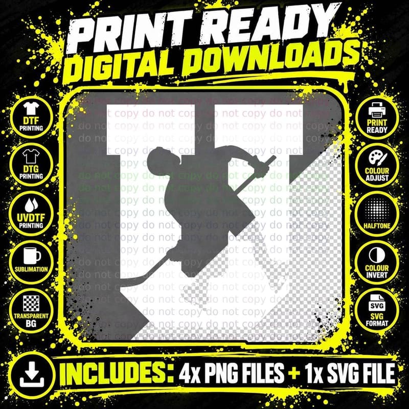U Hockey T-Shirt, Ice Hockey Player Silhouette Graphic Png SVG Digital Bundle