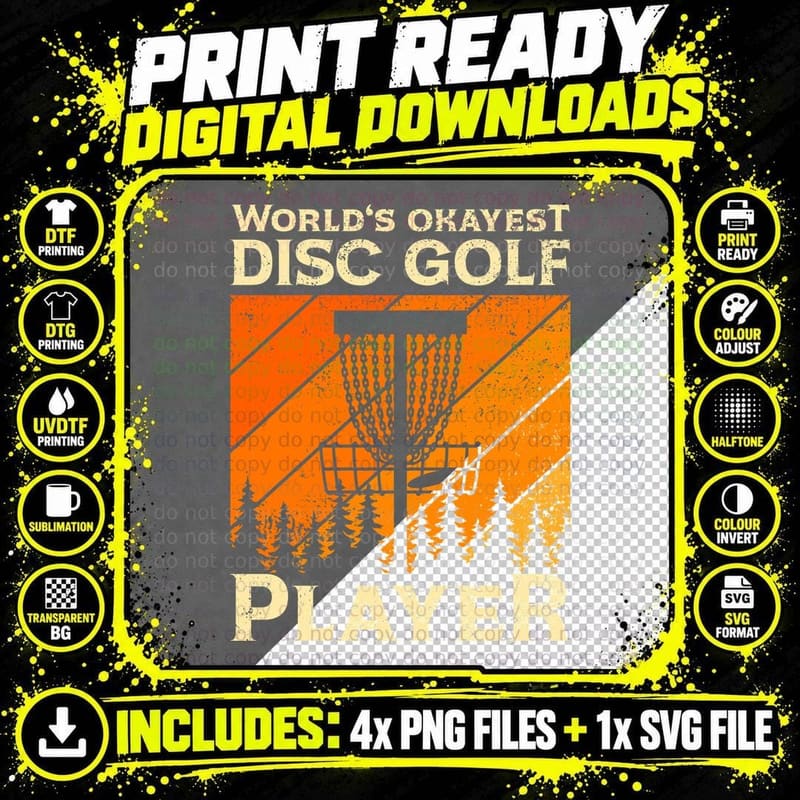 World's Okayest Disc Golf Player Disc Golf T-Shirt Png SVG Digital Bundle