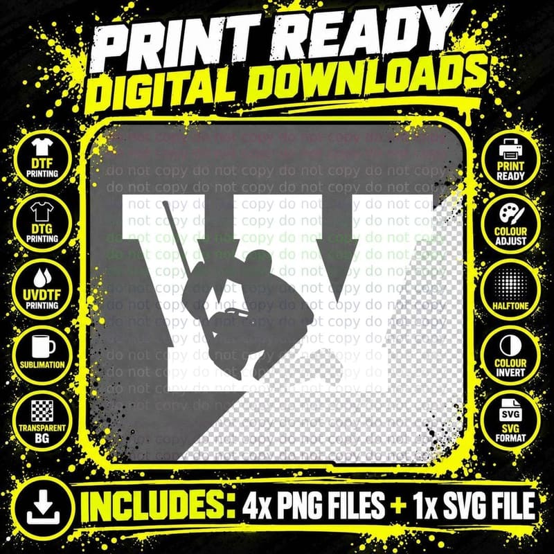 Wrestling Silhouette Within Letter W Hockey T-Shirt Png SVG Digital Bundle