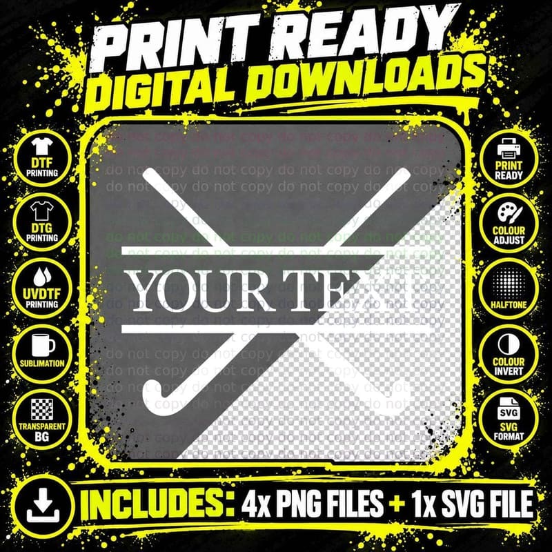Your Text Hockey T-Shirt, Field Hockey Sticks Crossed Png SVG Digital Bundle