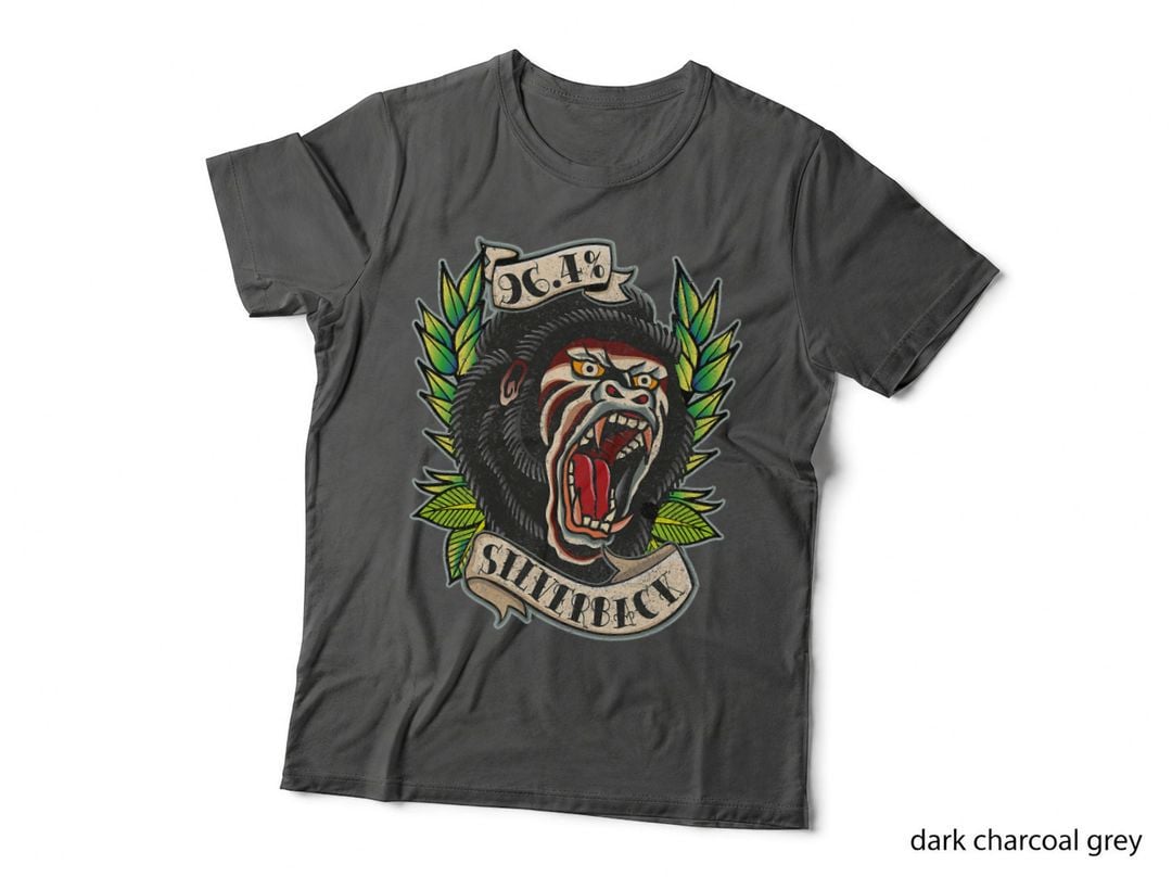 4 Silverback Gorilla, Traditional Tattoo Style Gym T-Shirt