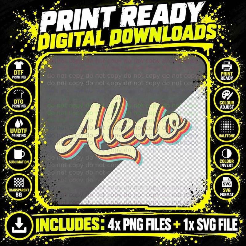 Aledo Tshirt Retro Art Baseball Font Vintage Png SVG Digital Bundle