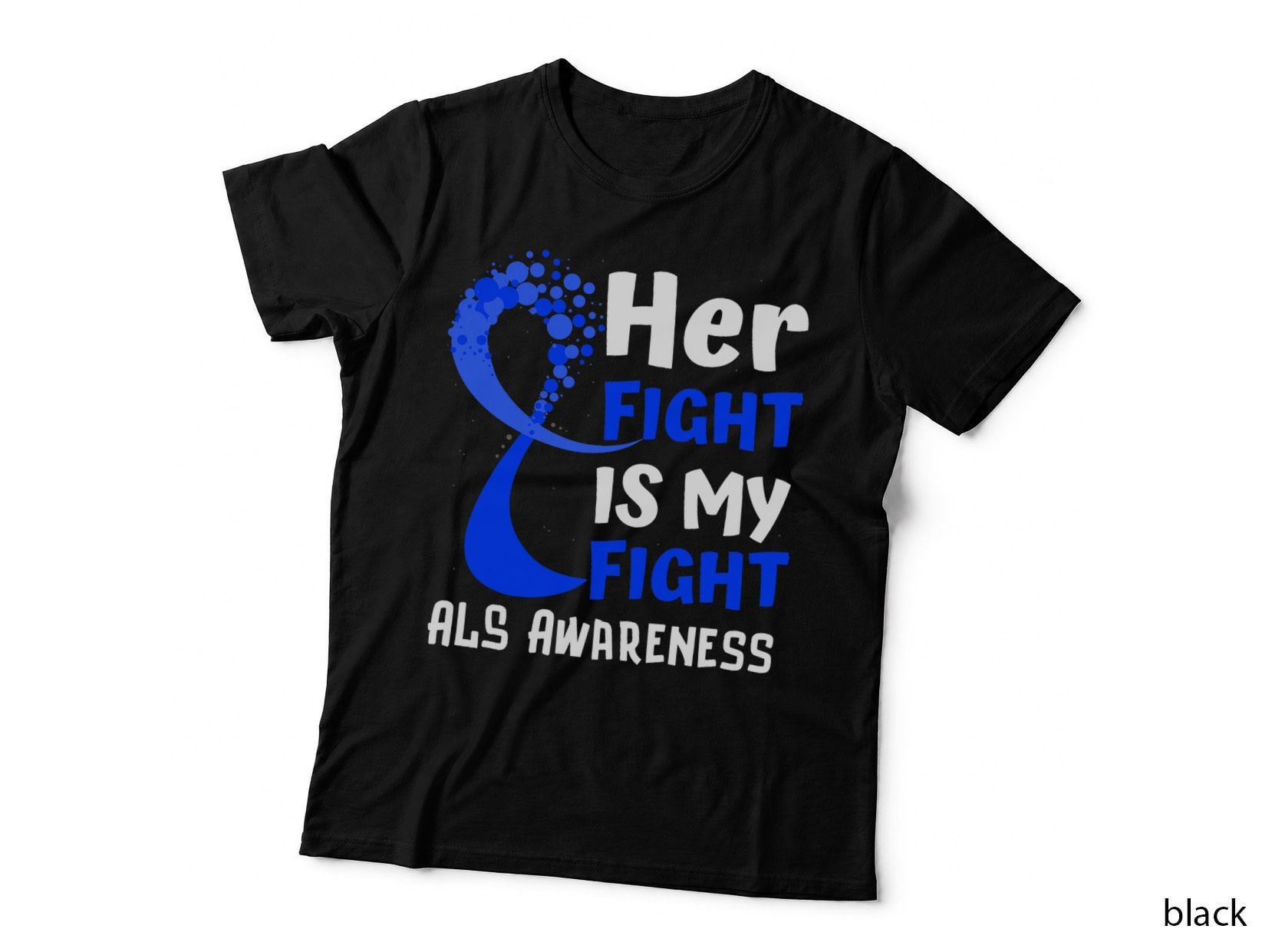 Als Awareness Blue Ribbon Family Fighter Hope, Men, Kids, Support T-Shirt
