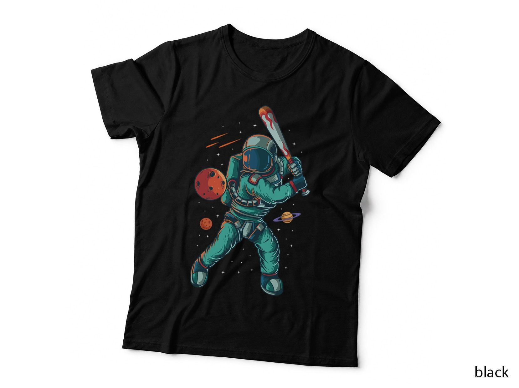Astronaut Baseball Softball Strike Planet Moon Landing T-Shirt