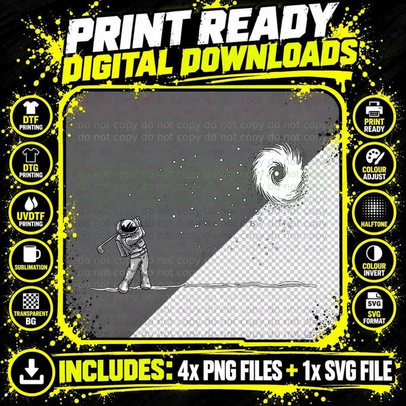 Astronaut Space Golf Player Funny Galaxy Space Lover Png SVG Digital Bundle