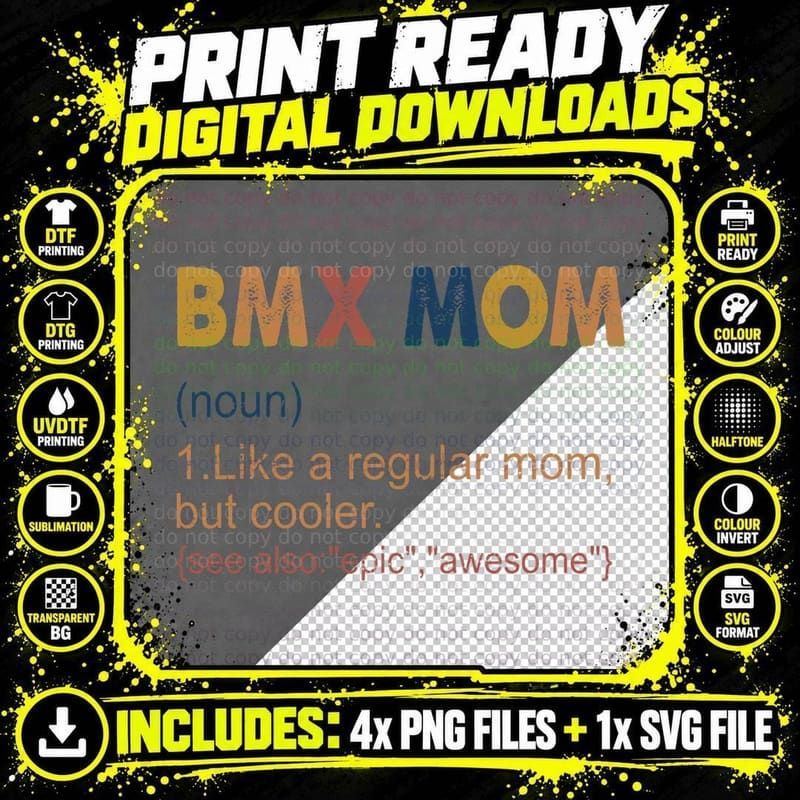 BMX Mom Definition BMX Rider Gift Cycling Cyclist BMX Png SVG Digital Bundle