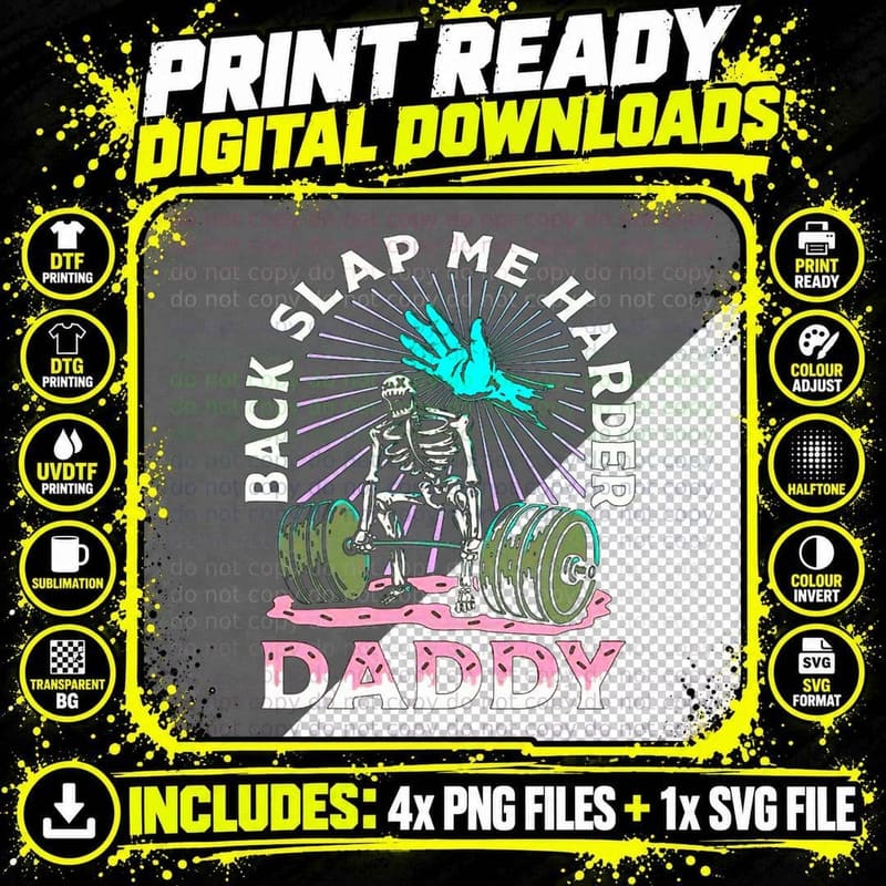Back Slap Me Harder Daddy Weightlifting Bodybuilding Gym Png SVG Digital Bundle