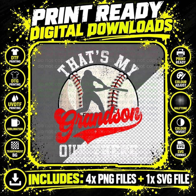 Baseball Grandma Mother's Day That's My Grandson Out Png SVG Digital Bundle