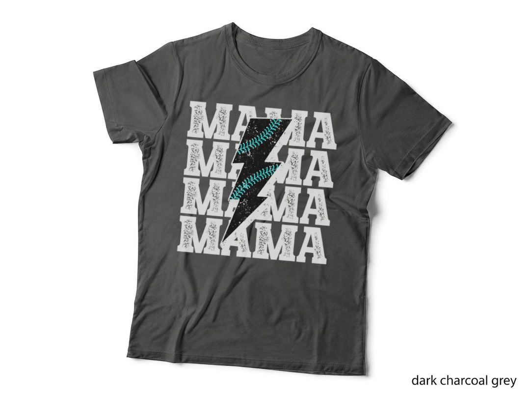 Baseball Mama Distressed Lightning Bolt Mom, Sports Fan T-Shirt