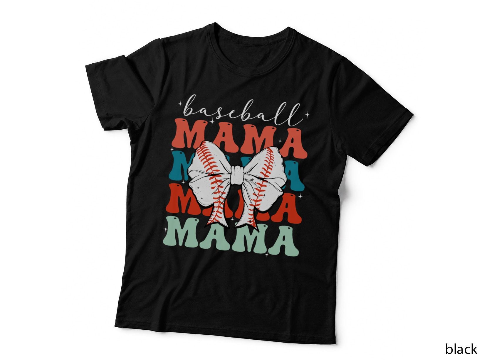 Baseball Mama Retro Groovy Baseball Softball Mom, Vintage Sports Fan T-Shirt