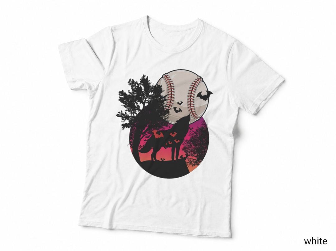 Baseball Moon Wolf Cool Sports Player Fan Pitcher Catcher T-Shirt