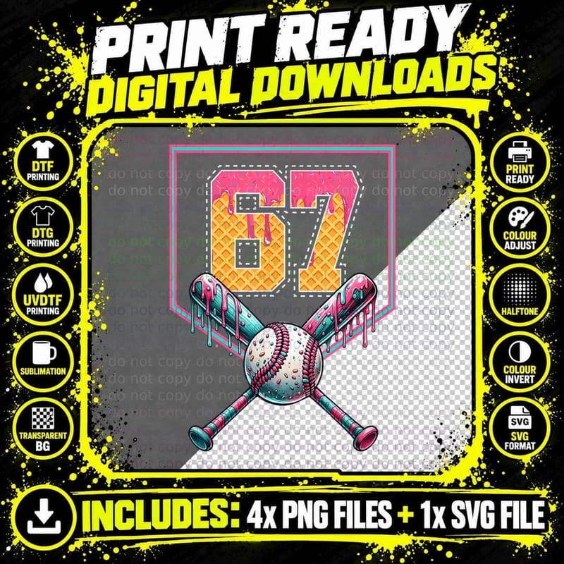 Baseball Six Seven Shirt, 6, 7 Popular Trending Meme Png SVG Digital Bundle