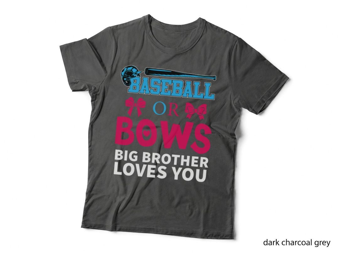 Baseball or Bows Big Brother Loves You Gender Reveal Party T-Shirt