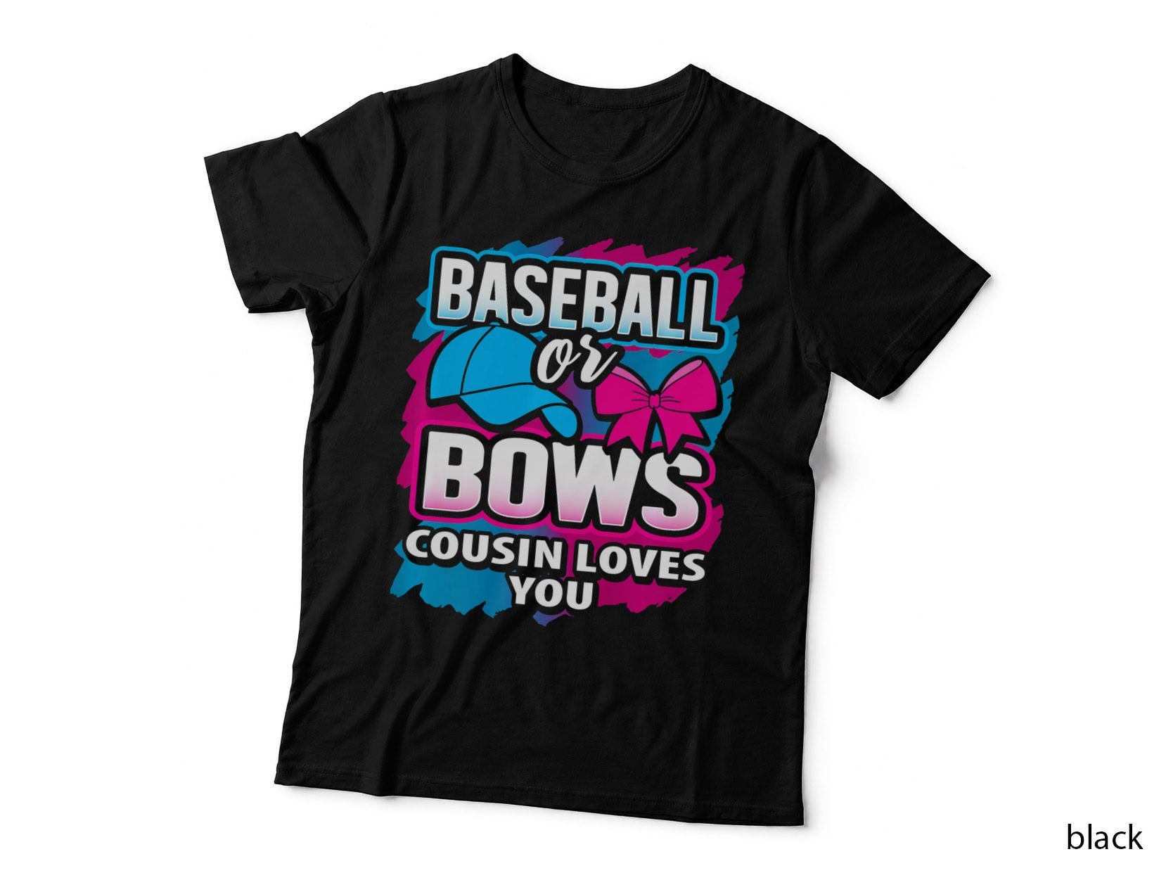Baseball or Bows Cousin Loves You Gender Reveal Pink Blue T-Shirt