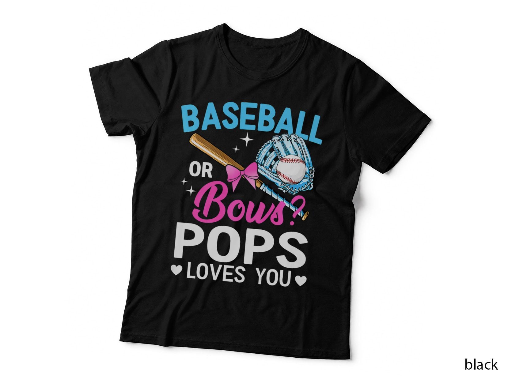 Baseball or Bows Pops Loves You Gender Reveal, Fan Gift T-Shirt