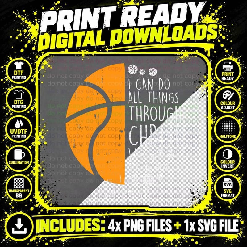 Basketball I Can Do Things Bible Verse God Jesus Gift Png SVG Digital Bundle