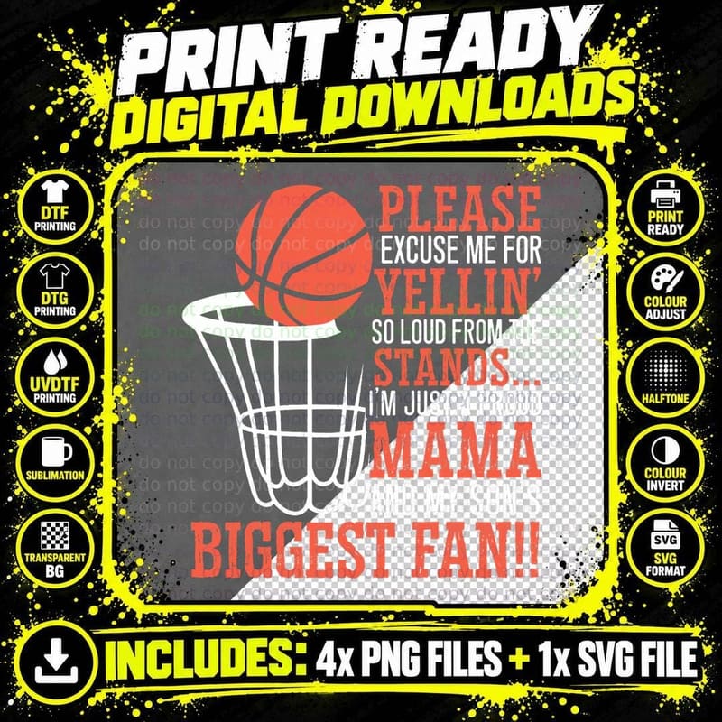 Basketball Mama Player Hoop Junkie Mothers Day Mom Png SVG Digital Bundle