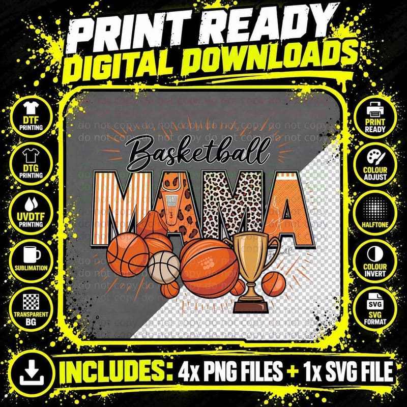 Basketball Mama Sport Mom T-Shirt, Basketball-Themed Png SVG Digital Bundle
